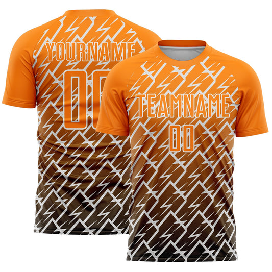 Custom Bay Orange Black-White Lightning Sports Sublimation Soccer Uniform Jersey - Main View