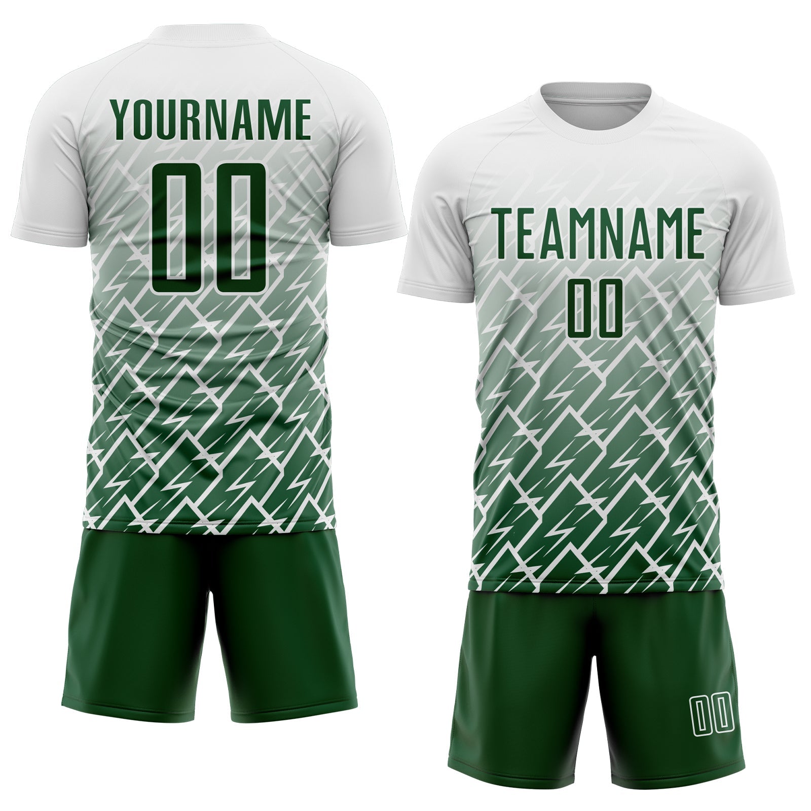 Custom White Green Lightning Sports Sublimation Soccer Uniform Jersey view 2