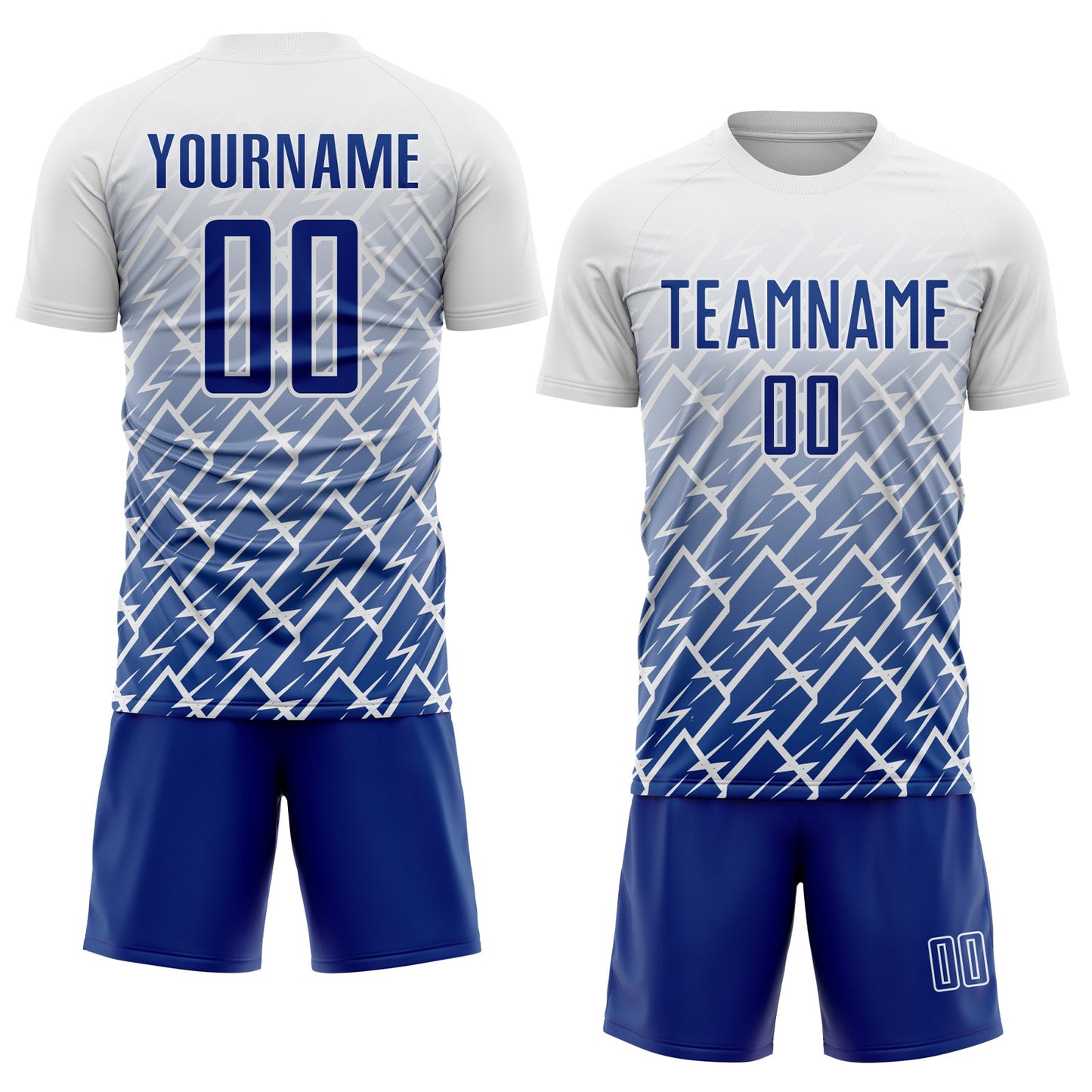 Custom White Royal Lightning Sports Sublimation Soccer Uniform Jersey view 2