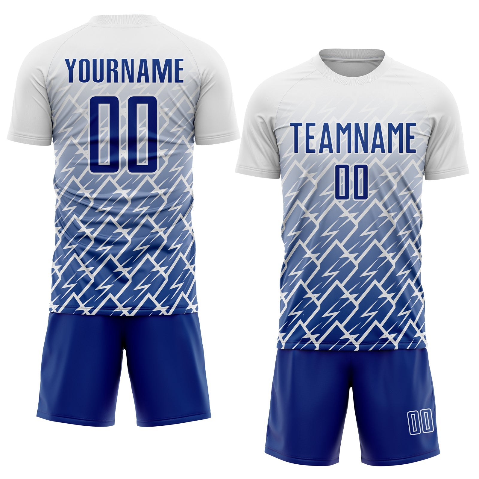 Custom White Royal Lightning Sports Sublimation Soccer Uniform Jersey view 2