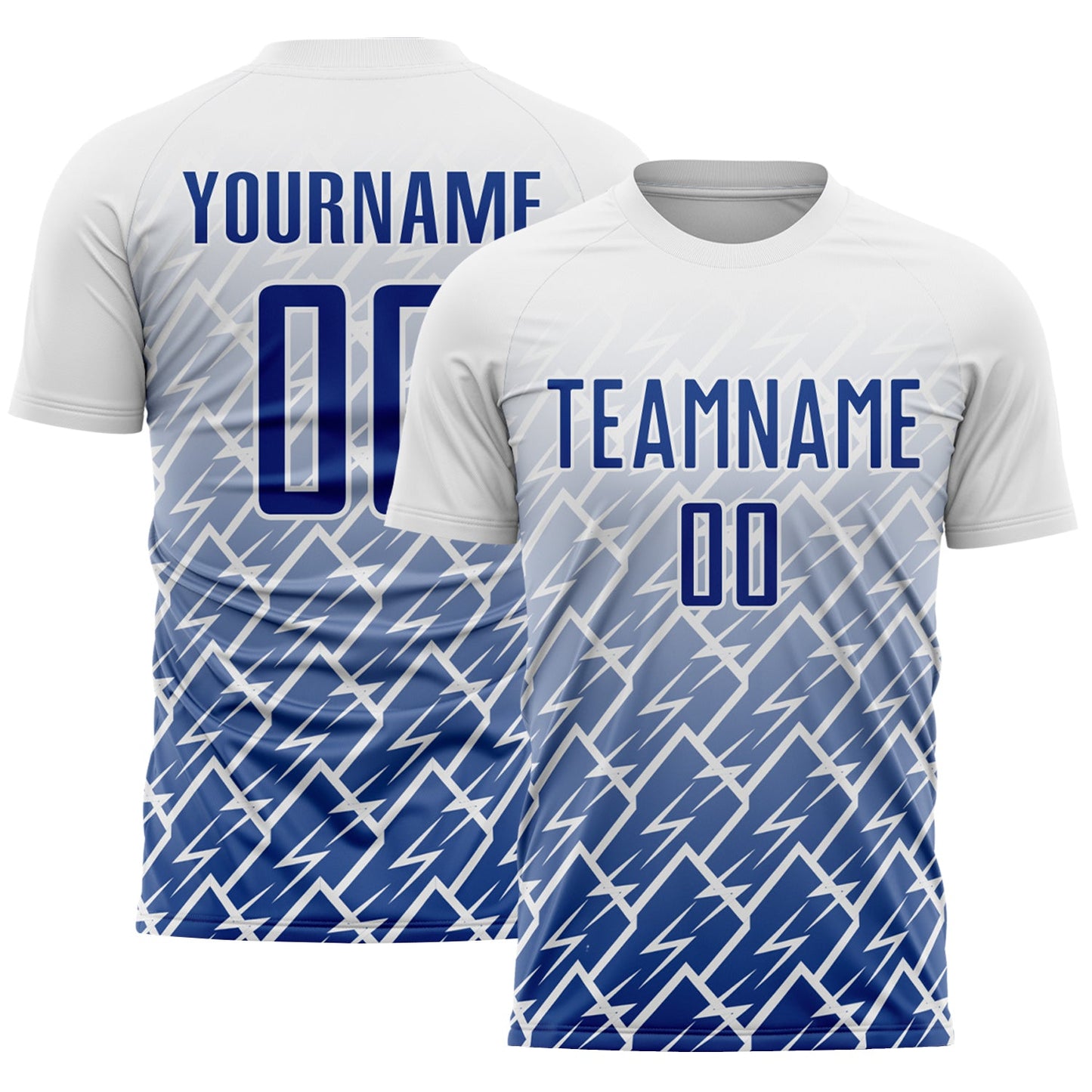 Custom White Royal Lightning Sports Sublimation Soccer Uniform Jersey - Main View