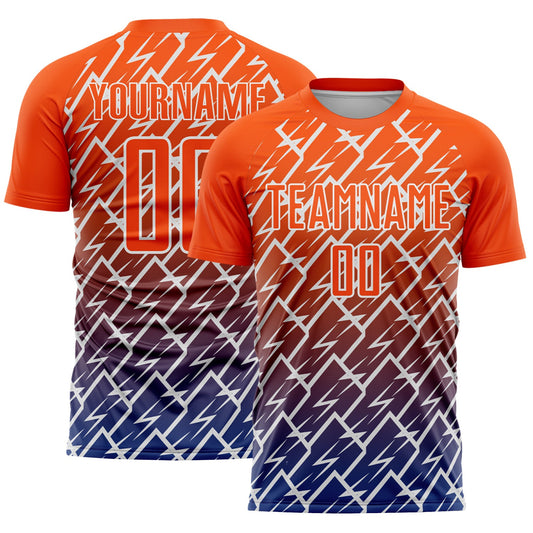Custom Orange Royal-White Lightning Sports Sublimation Soccer Uniform Jersey - Main View