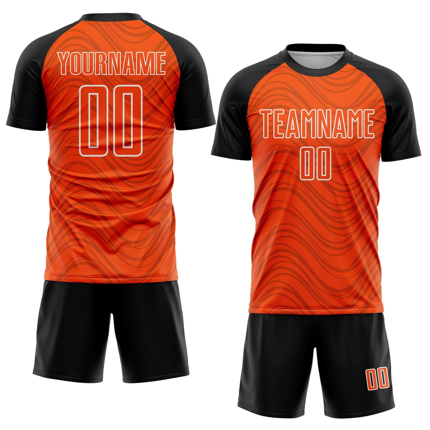 Custom Orange Black-White Wavy Lines Sports Sublimation Soccer Uniform Jersey view 2