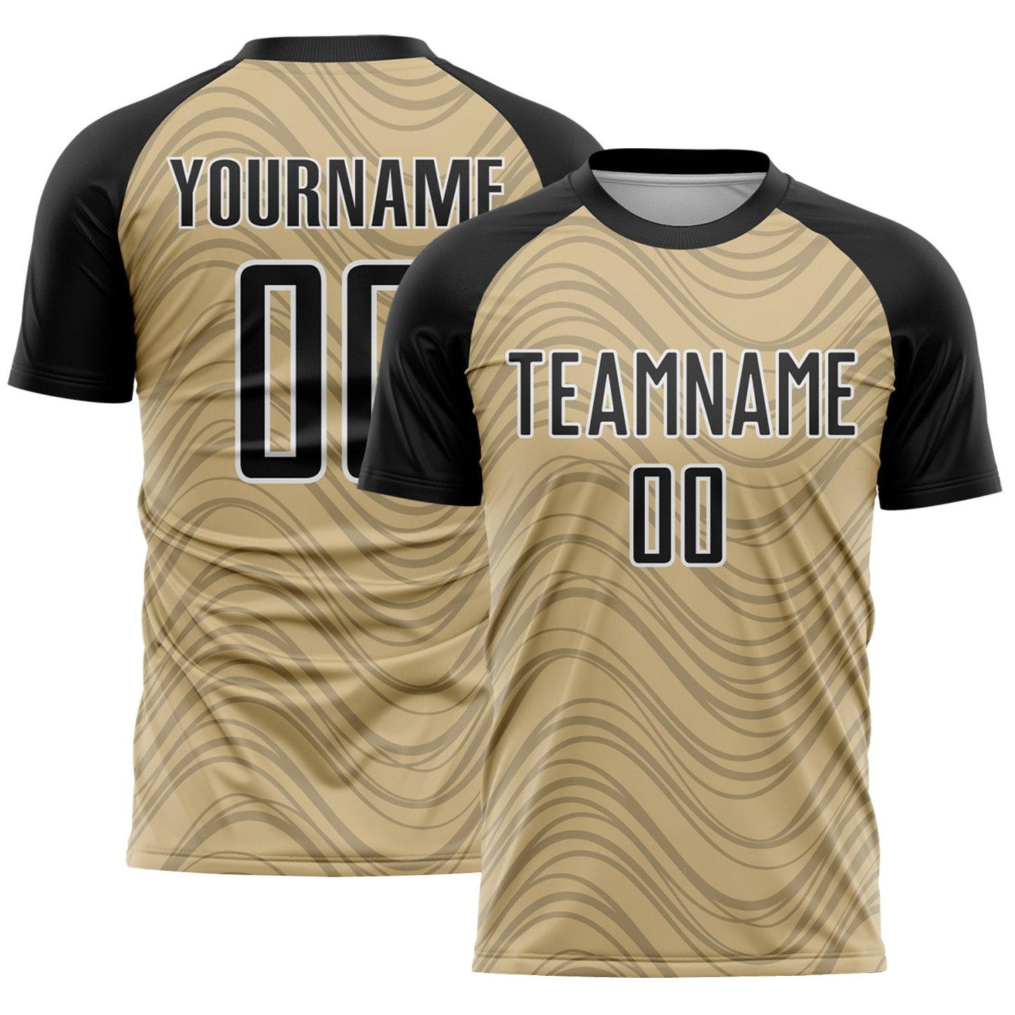 Custom Vegas Gold Black-White Wavy Lines Sports Sublimation Soccer Uniform Jersey - Main View
