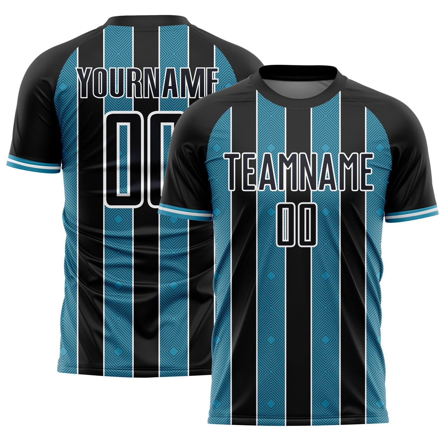 Custom Black Panther Blue-White Pinstripe Line Sports Sublimation Soccer Uniform Jersey - Main View