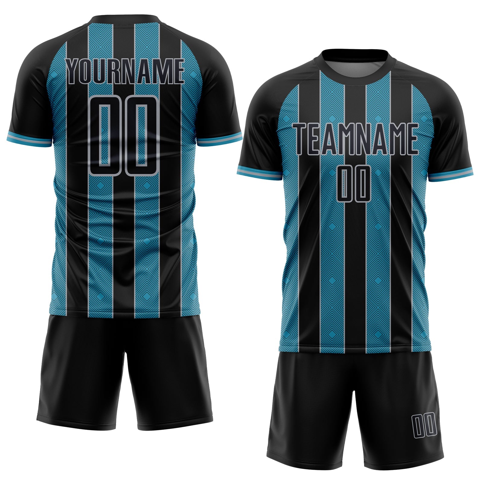 Custom Black Panther Blue-Gray Pinstripe Line Sports Sublimation Soccer Uniform Jersey view 2