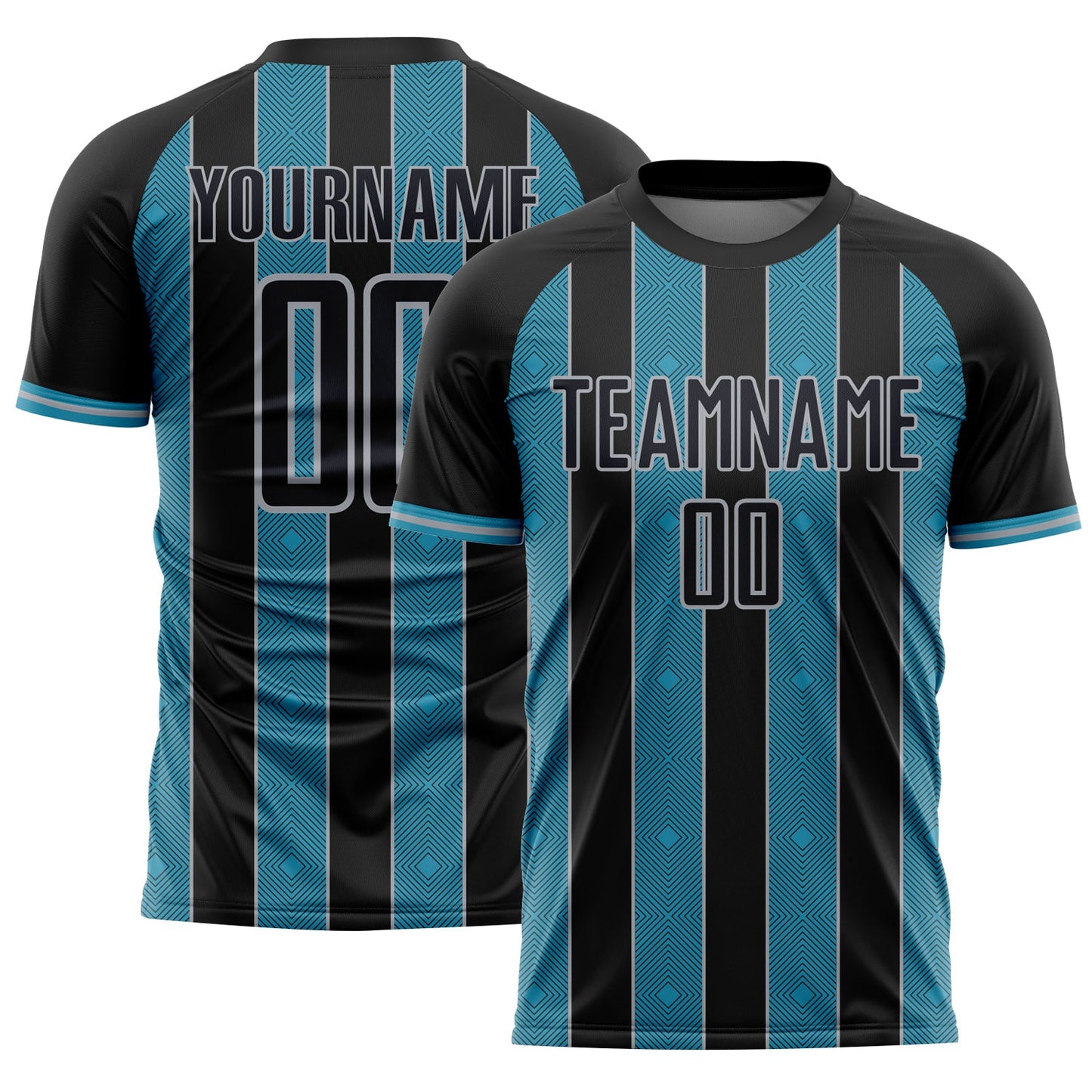 Custom Black Panther Blue-Gray Pinstripe Line Sports Sublimation Soccer Uniform Jersey - Main View