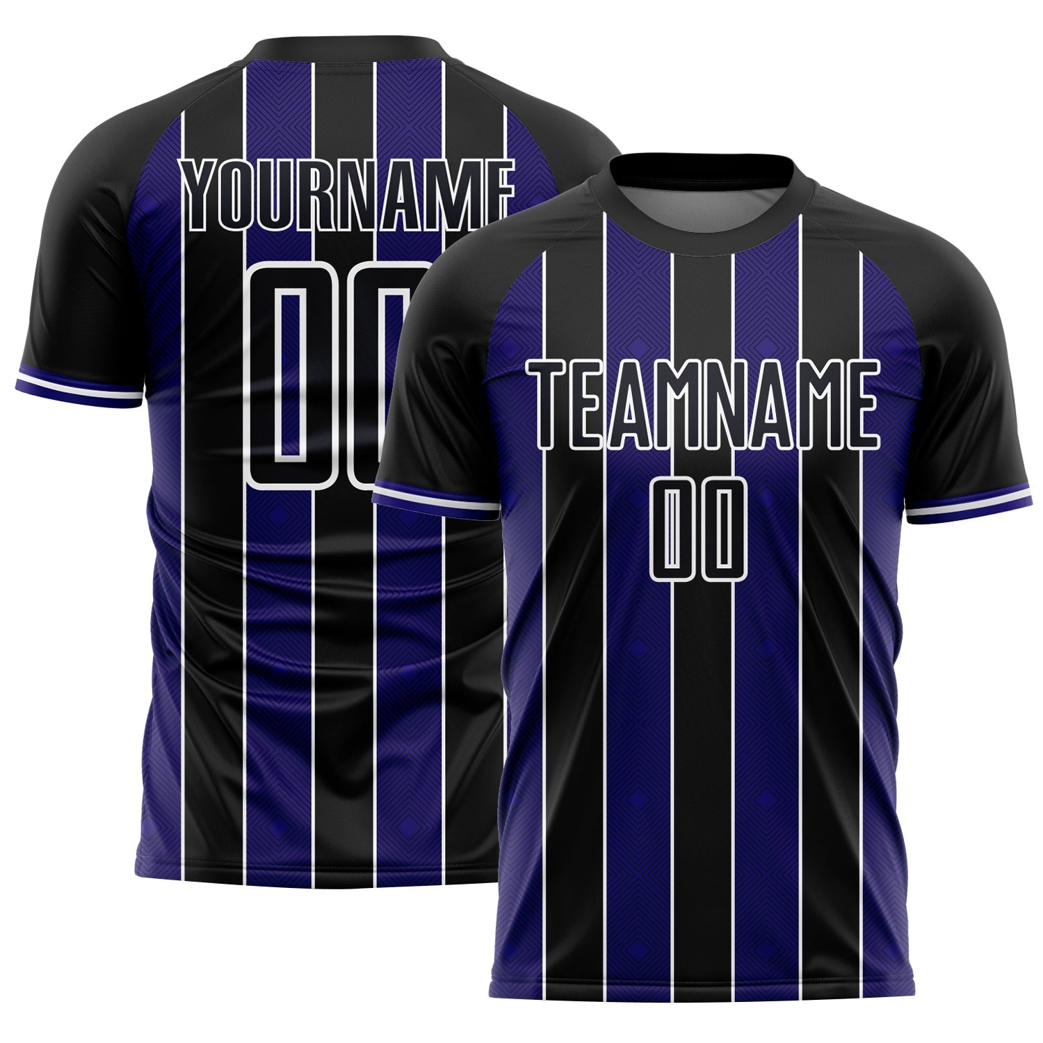 Custom Black Dark Purple-White Pinstripe Line Sports Sublimation Soccer Uniform Jersey - Main View