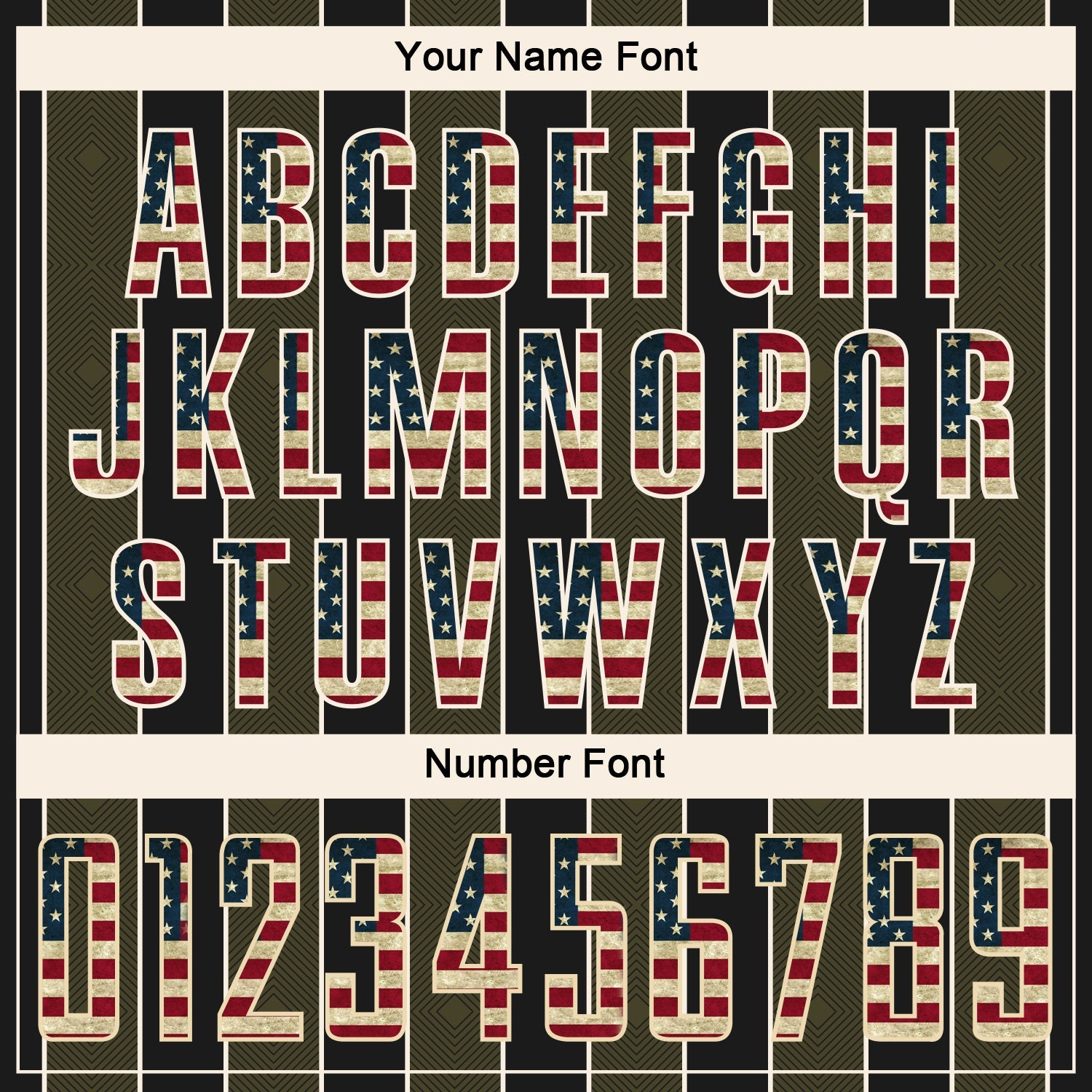 Custom Black Vintage USA Flag Olive-Cream Pinstripe Line Sports Sublimation Soccer Uniform Jersey view 6