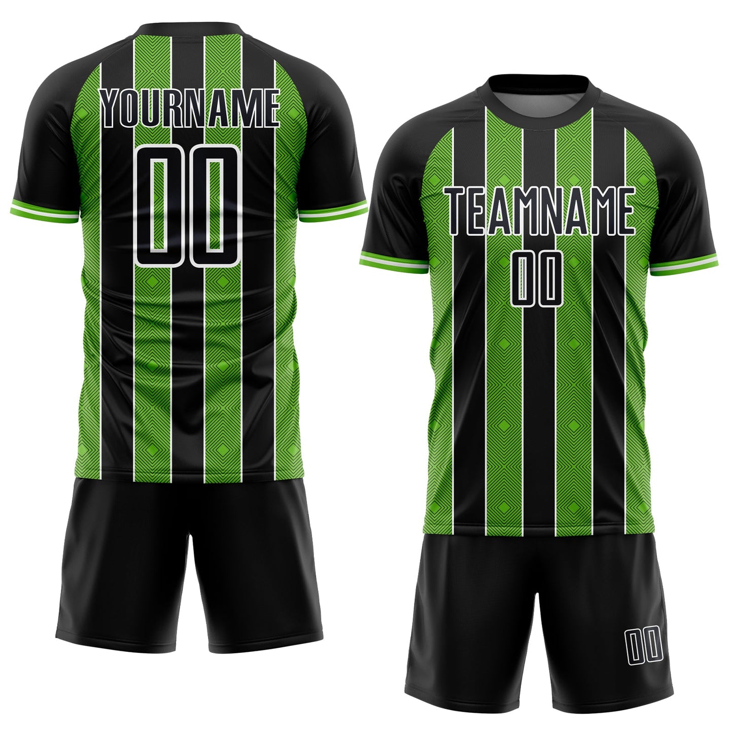 Custom Black Aurora Green-White Pinstripe Line Sports Sublimation Soccer Uniform Jersey view 2