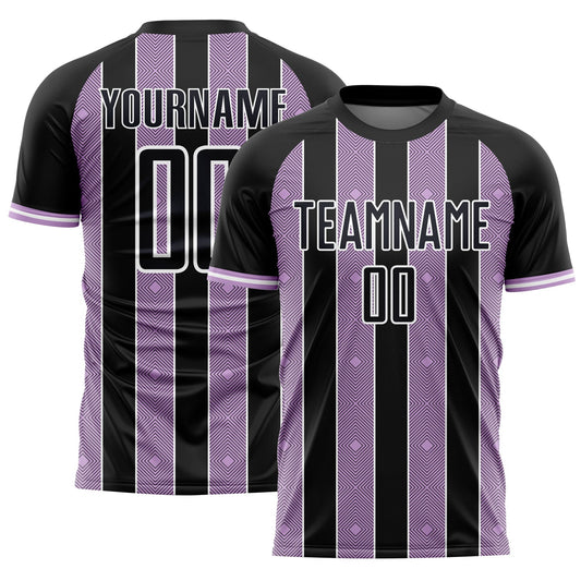 Custom Black Light Purple-White Pinstripe Line Sports Sublimation Soccer Uniform Jersey - Main View