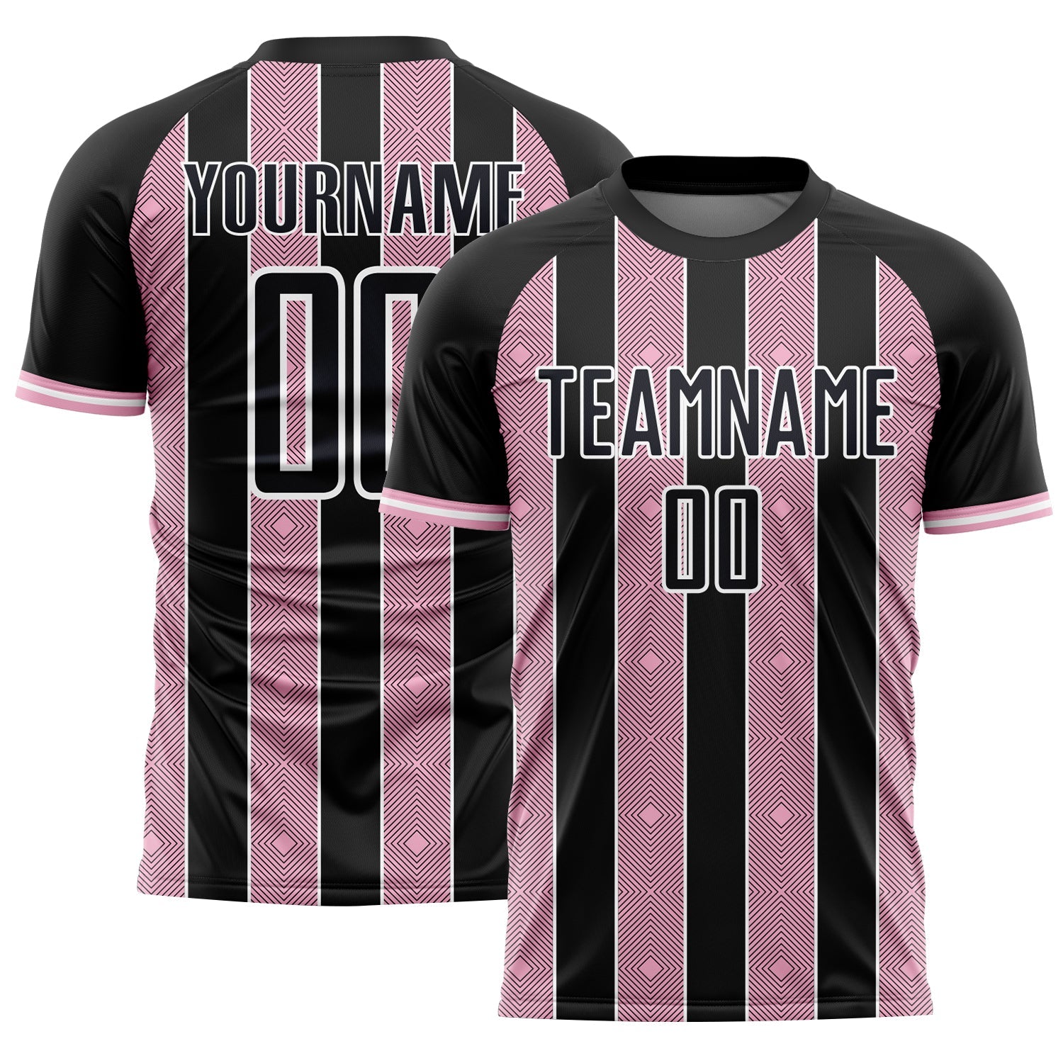 Custom Black Light Pink-White Pinstripe Line Sports Sublimation Soccer Uniform Jersey - Main View