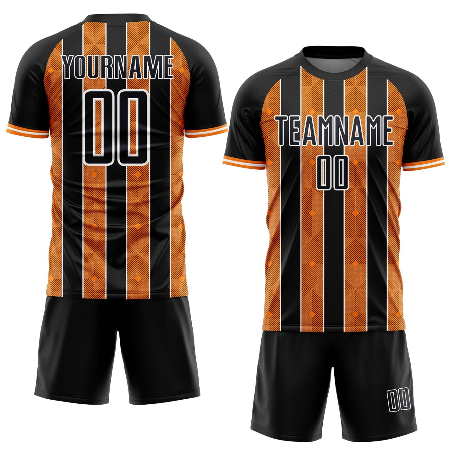 Custom Black Bay Orange-White Pinstripe Line Sports Sublimation Soccer Uniform Jersey view 2