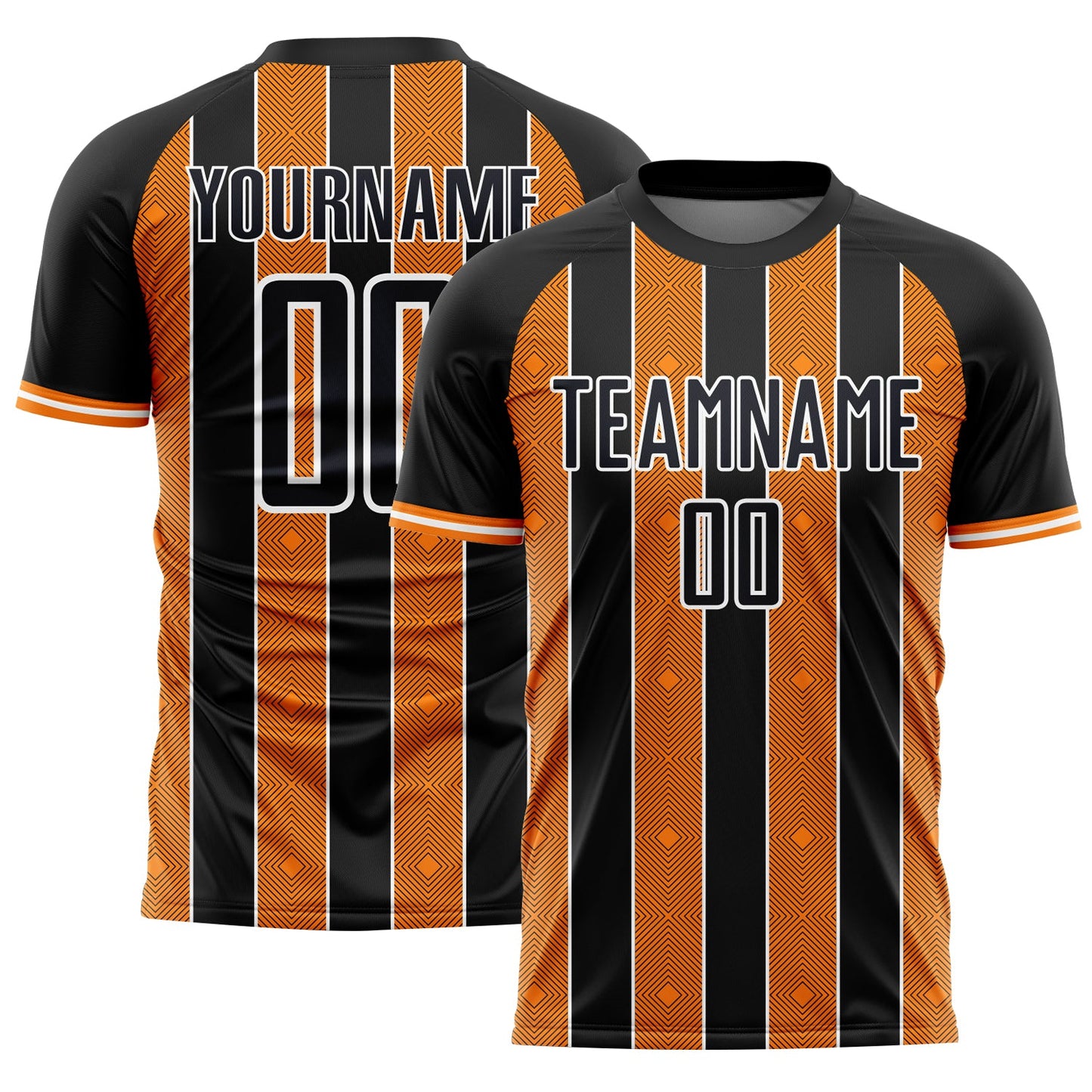 Custom Black Bay Orange-White Pinstripe Line Sports Sublimation Soccer Uniform Jersey - Main View