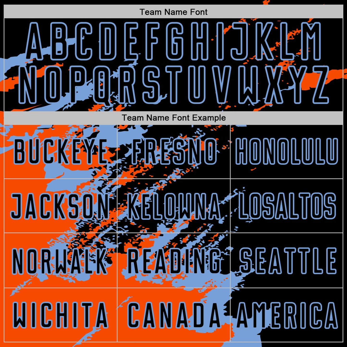 Custom Black Orange-Powder Blue Abstract Fragment Art Splash Sports Sublimation Soccer Uniform Jersey view 5