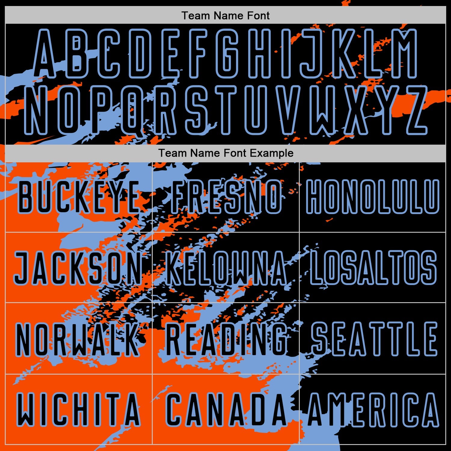 Custom Black Orange-Powder Blue Abstract Fragment Art Splash Sports Sublimation Soccer Uniform Jersey view 5