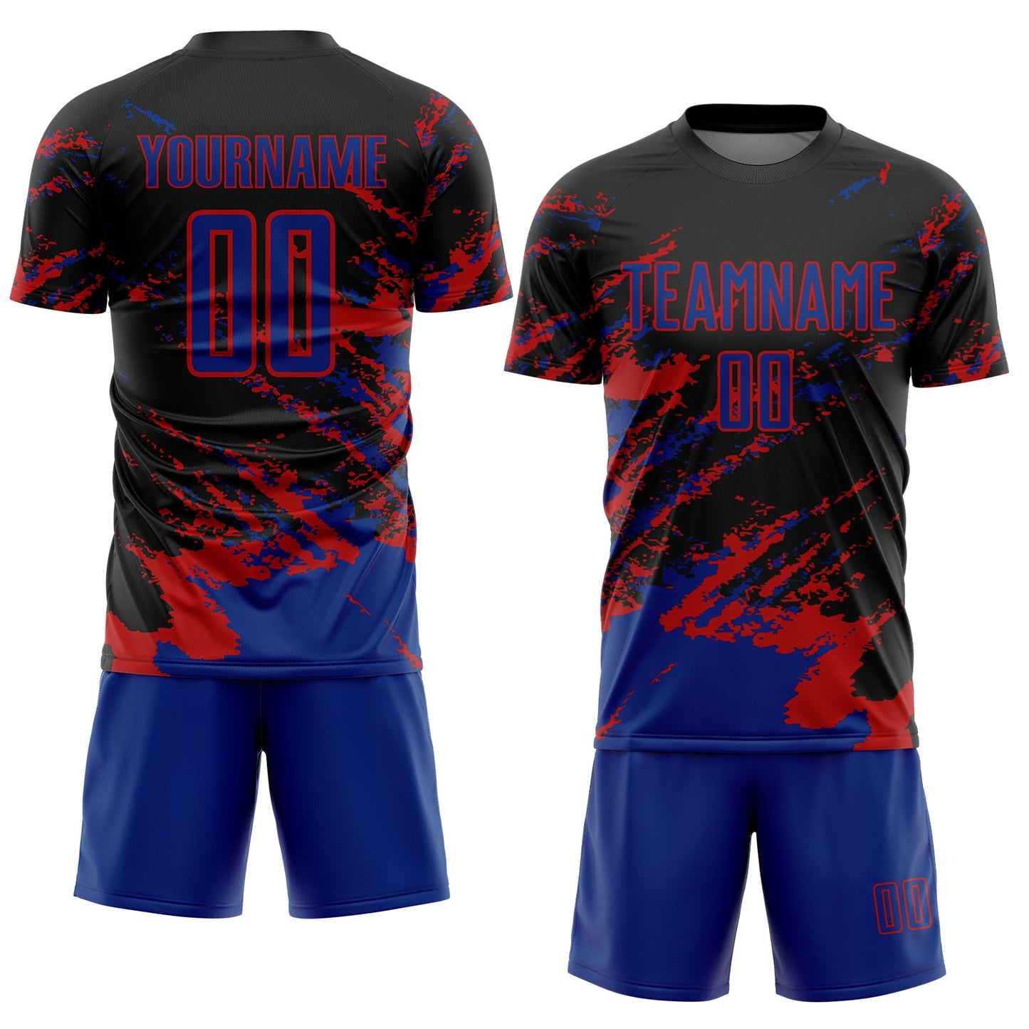 Custom Black Royal-Red Abstract Fragment Art Splash Sports Sublimation Soccer Uniform Jersey view 2