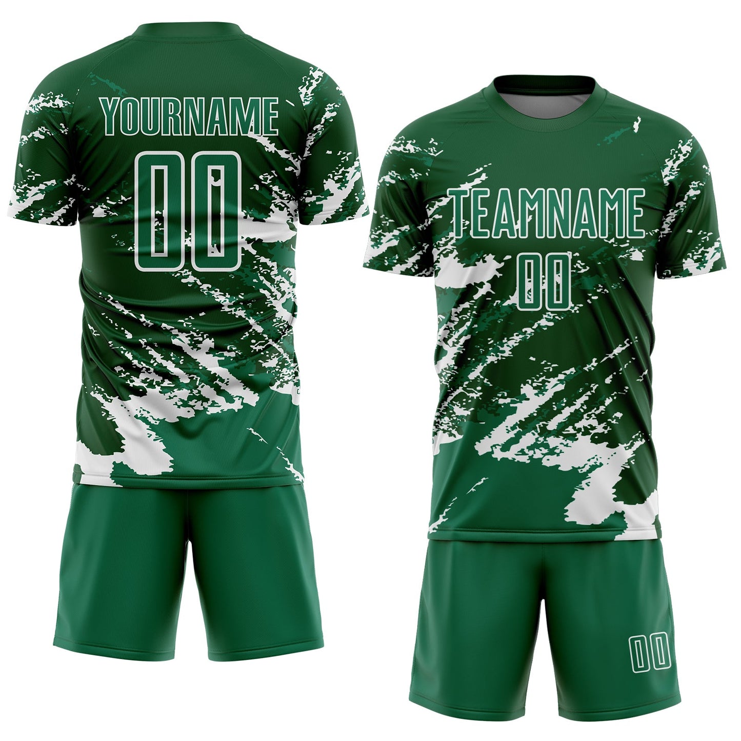 Custom Green Kelly Green-White Abstract Fragment Art Splash Sports Sublimation Soccer Uniform Jersey view 2