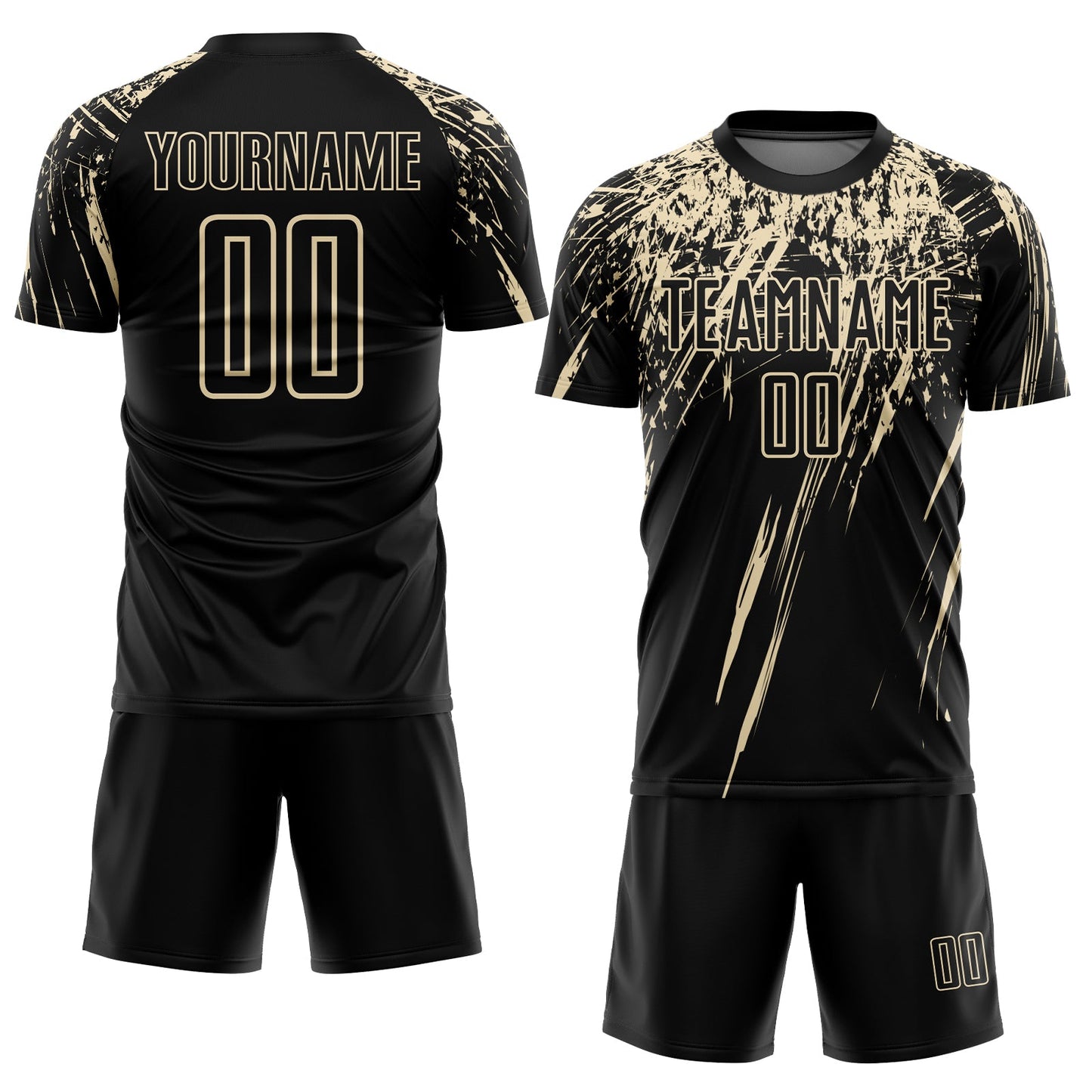 Custom Black Cream Splash Sports Sublimation Soccer Uniform Jersey view 2