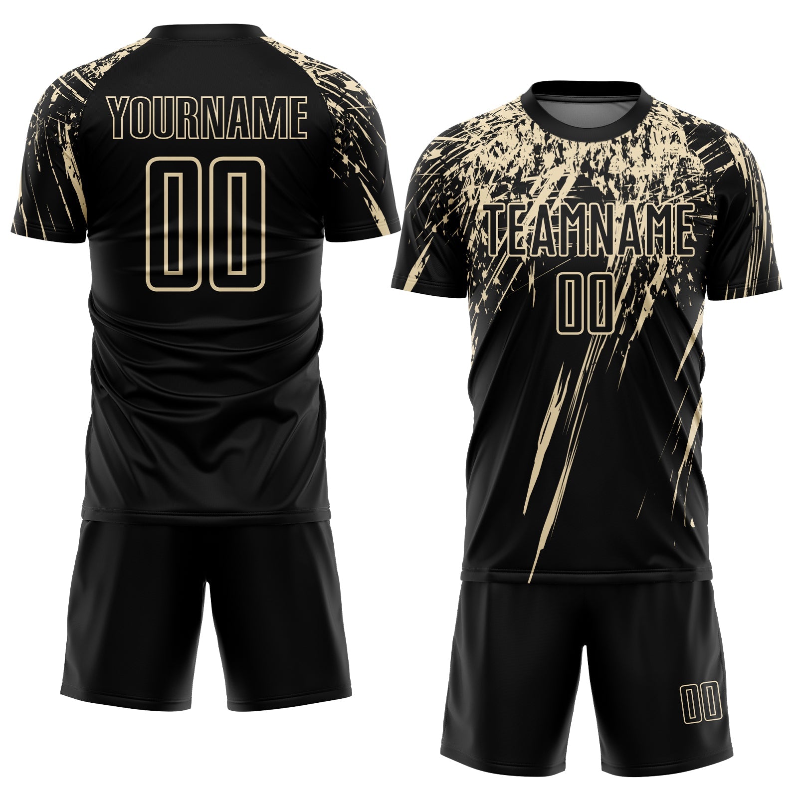Custom Black Cream Splash Sports Sublimation Soccer Uniform Jersey view 2
