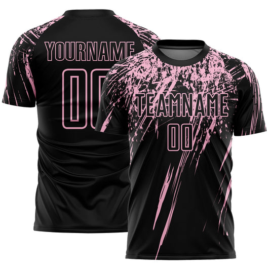 Custom Black Light Pink Splash Sports Sublimation Soccer Uniform Jersey - Main View