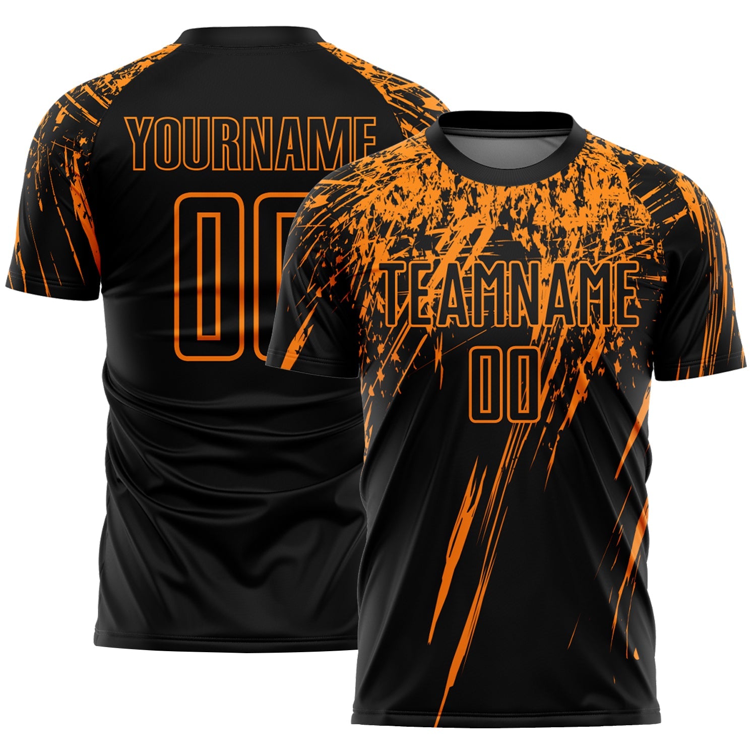 Custom Black Bay Orange Splash Sports Sublimation Soccer Uniform Jersey - Main View