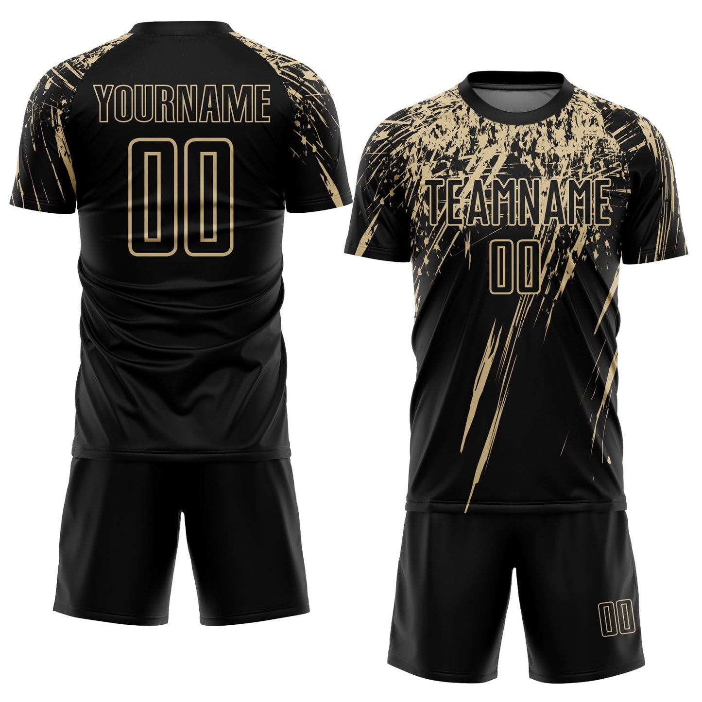 Custom Black Vegas Gold Splash Sports Sublimation Soccer Uniform Jersey view 2