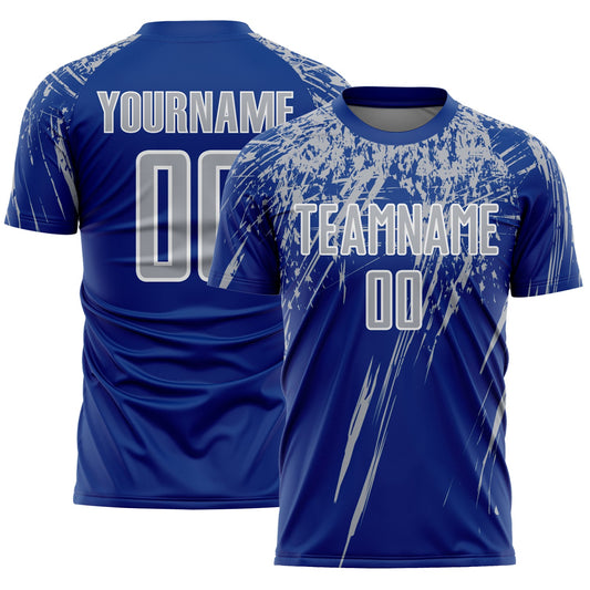 Custom Royal Gray-White Splash Sports Sublimation Soccer Uniform Jersey - Main View