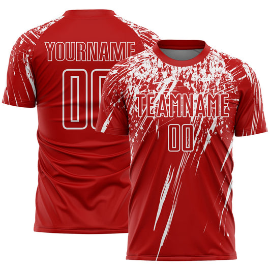 Custom Red White Splash Sports Sublimation Soccer Uniform Jersey - Main View