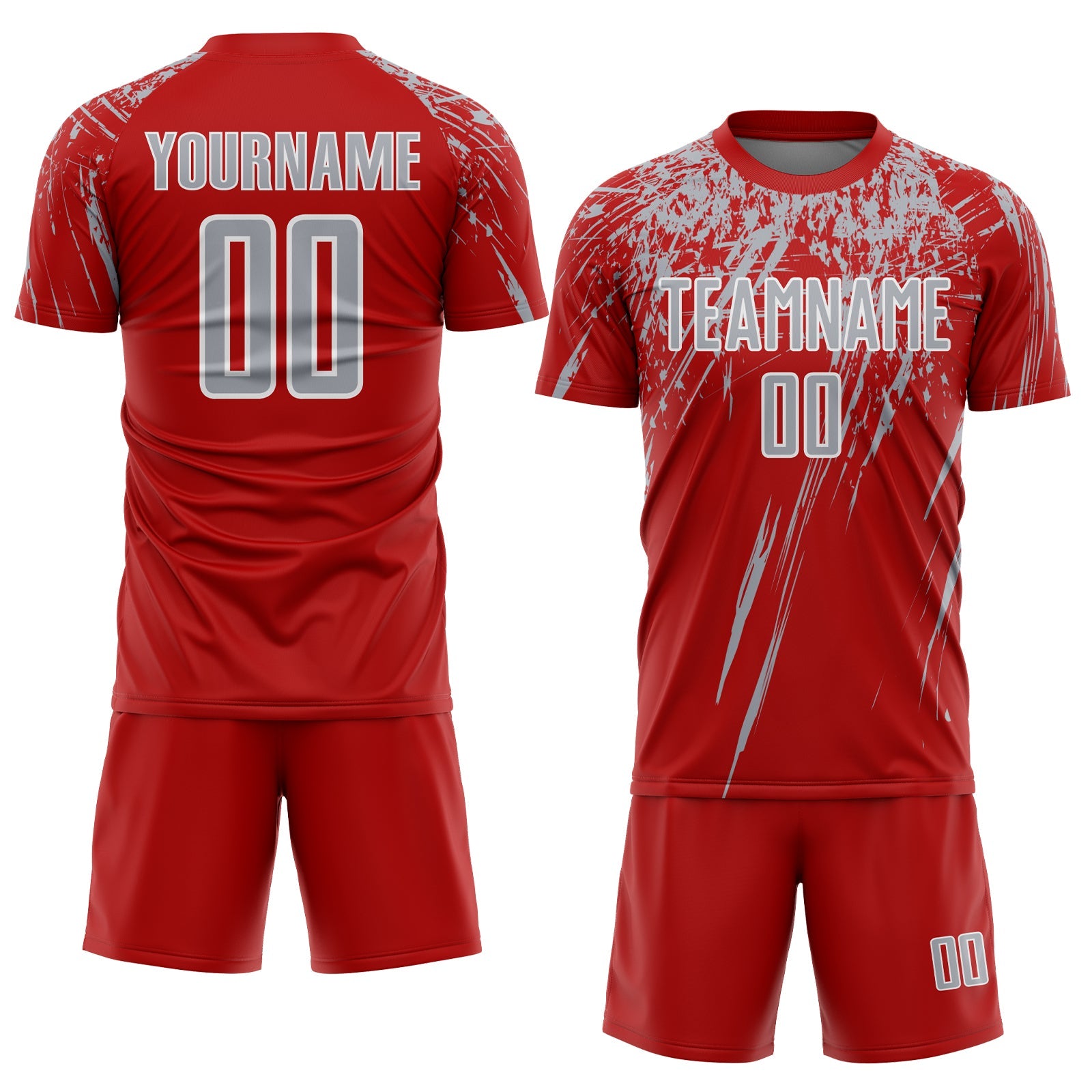Custom Red Gray-White Splash Sports Sublimation Soccer Uniform Jersey view 2