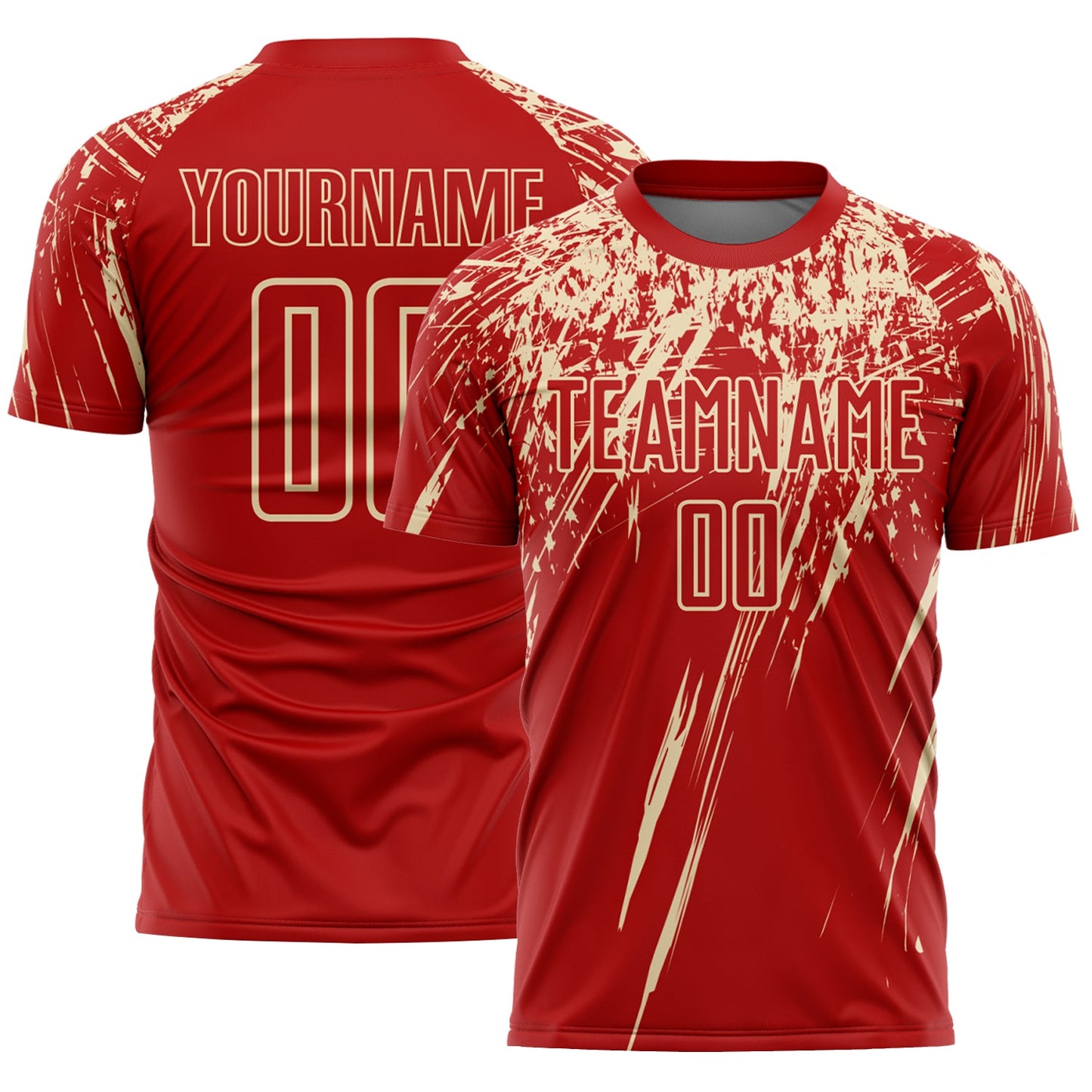 Custom Red Cream Splash Sports Sublimation Soccer Uniform Jersey - Main View