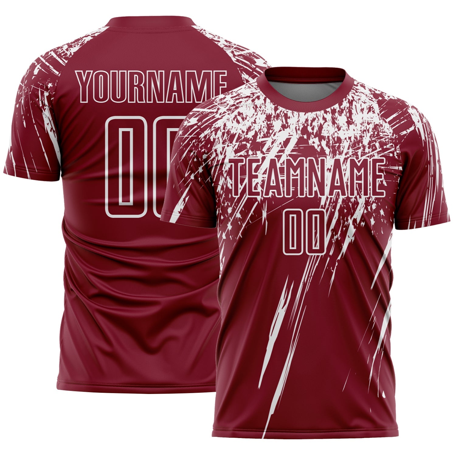 Custom Crimson White Splash Sports Sublimation Soccer Uniform Jersey - Main View