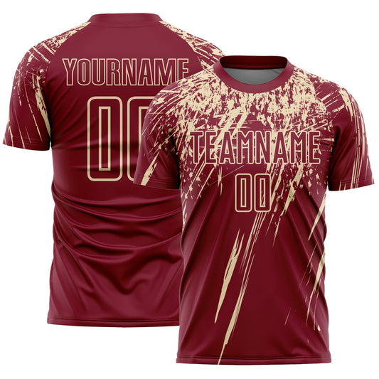 Custom Crimson Cream Splash Sports Sublimation Soccer Uniform Jersey - Main View