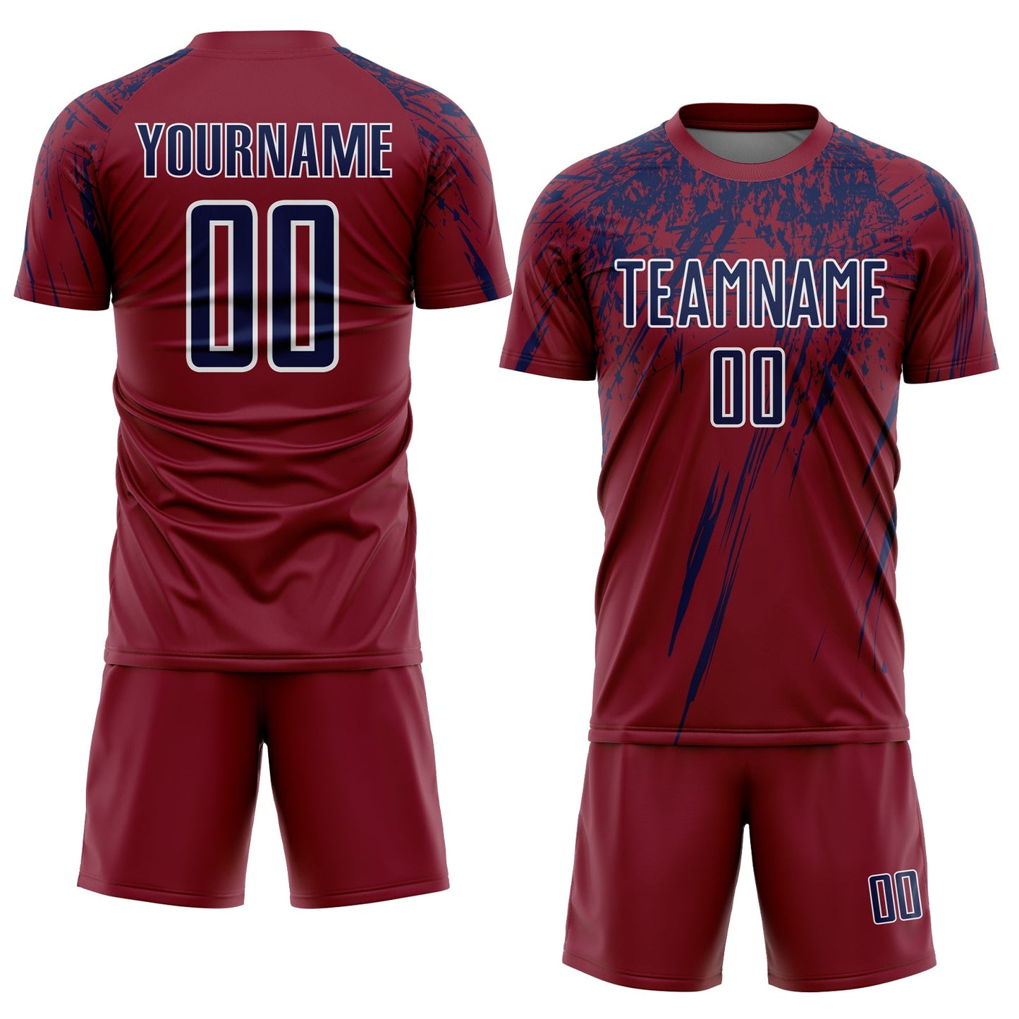 Custom Crimson Navy-White Splash Sports Sublimation Soccer Uniform Jersey view 2