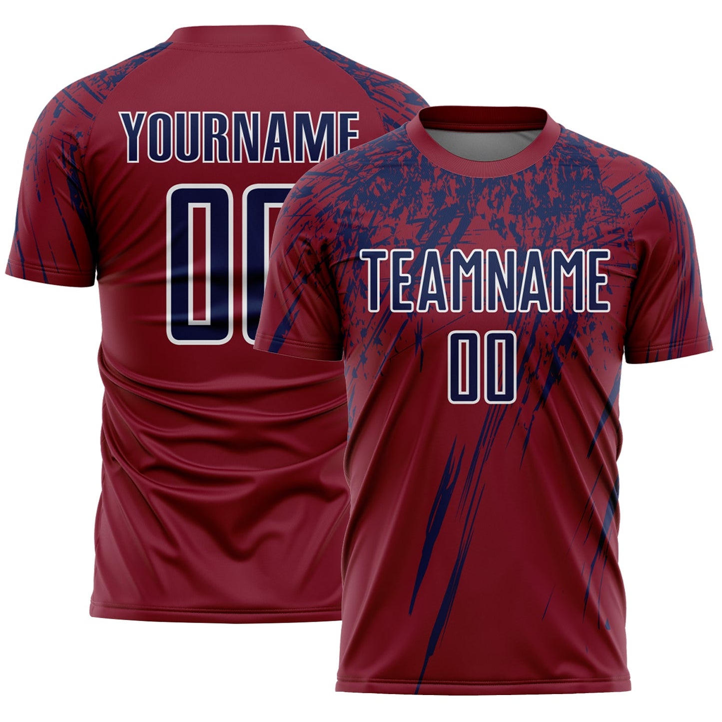 Custom Crimson Navy-White Splash Sports Sublimation Soccer Uniform Jersey - Main View