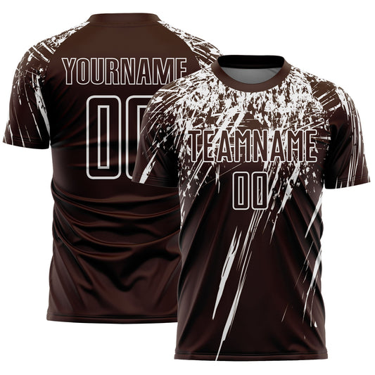 Custom Brown White Splash Sports Sublimation Soccer Uniform Jersey - Main View