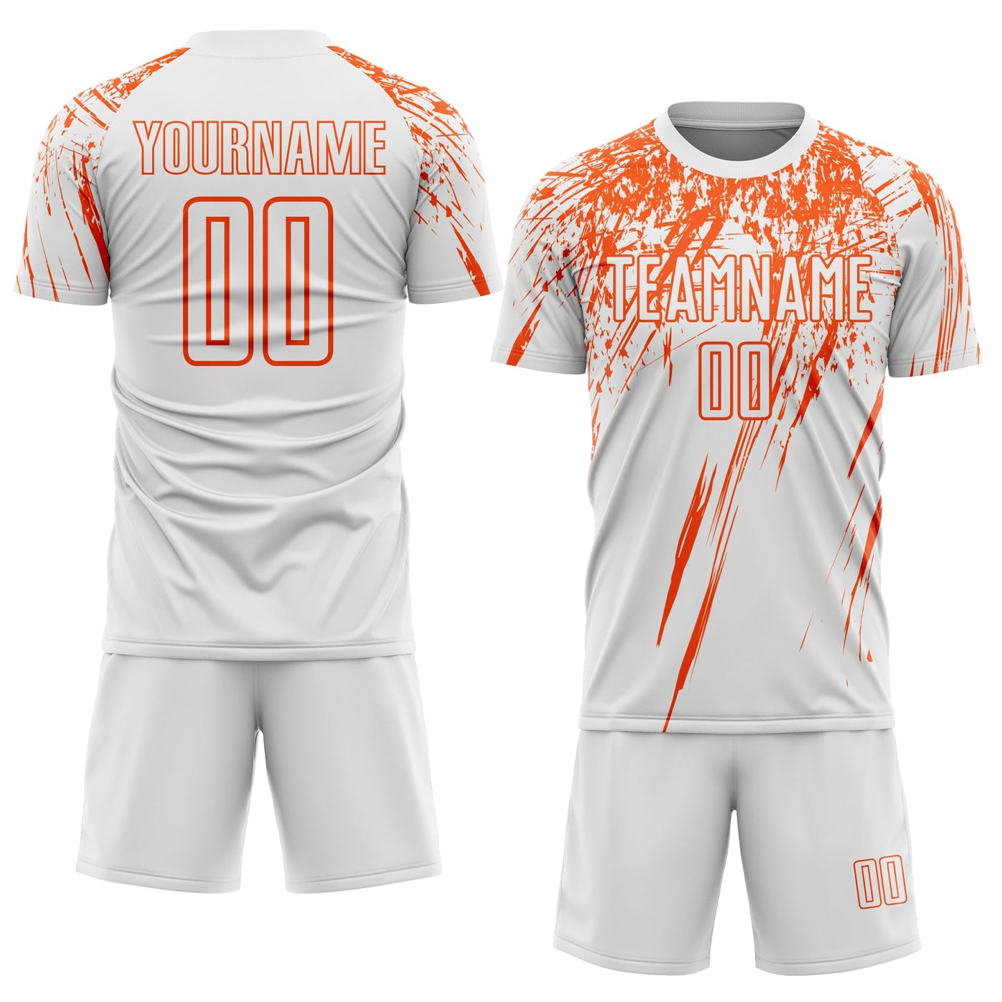 Custom White Orange Splash Sports Sublimation Soccer Uniform Jersey view 2