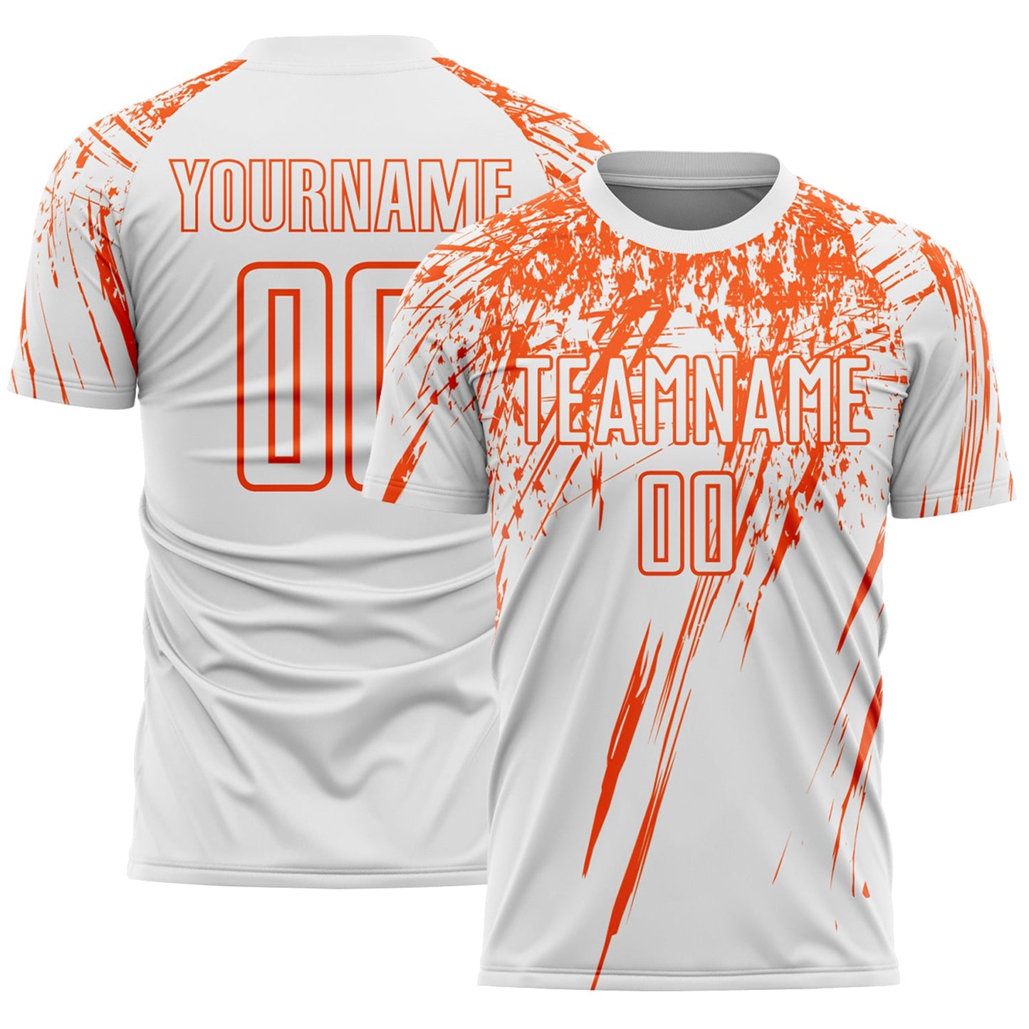 Custom White Orange Splash Sports Sublimation Soccer Uniform Jersey - Main View