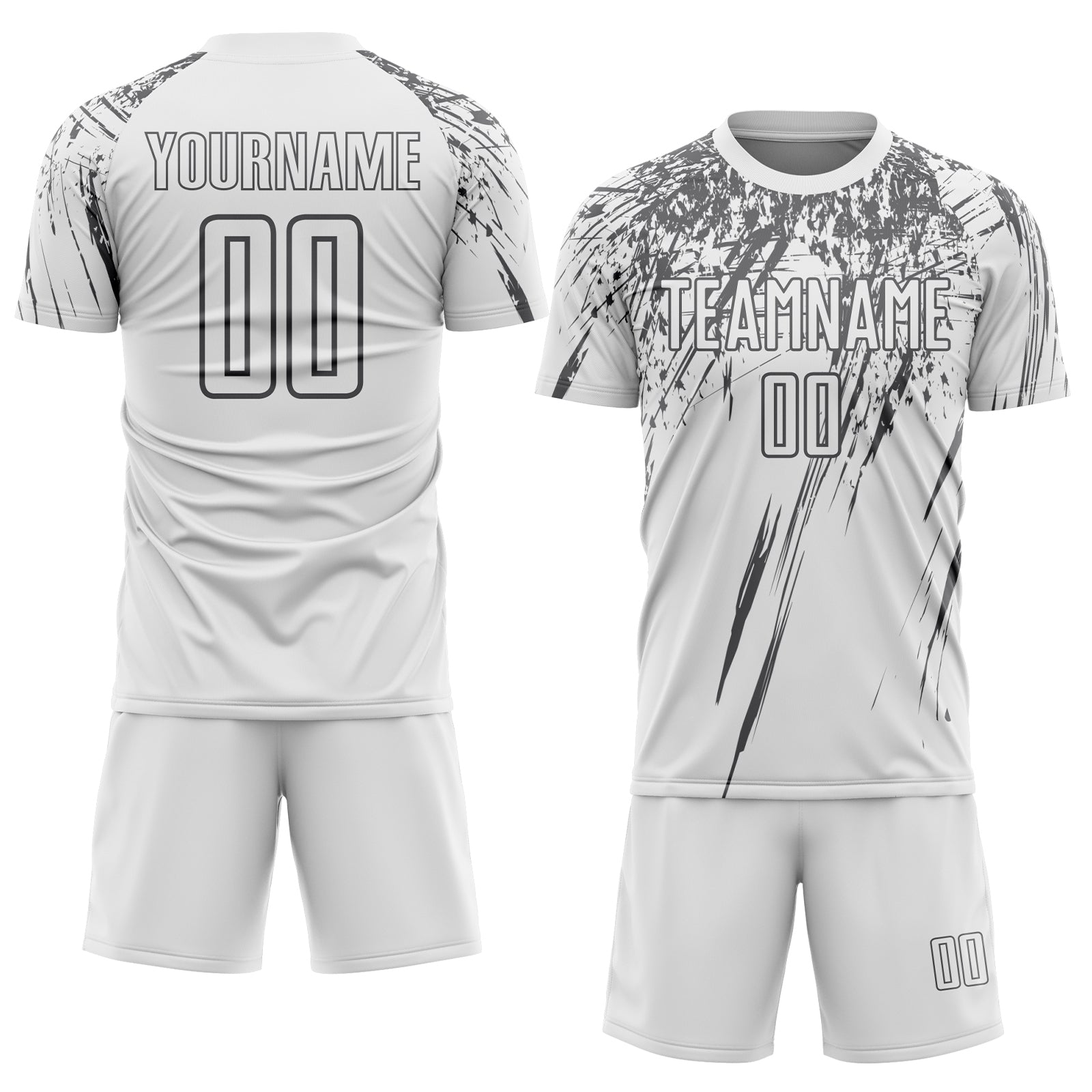Custom White Steel Gray Splash Sports Sublimation Soccer Uniform Jersey view 2