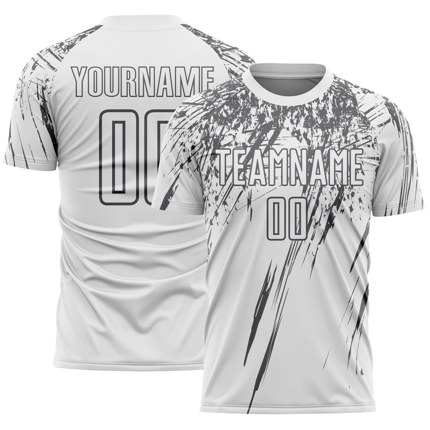 Custom White Steel Gray Splash Sports Sublimation Soccer Uniform Jersey - Main View