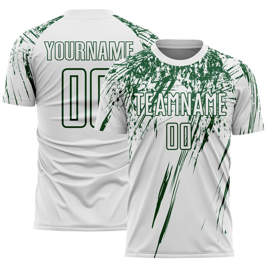Custom White Green Splash Sports Sublimation Soccer Uniform Jersey - Main View