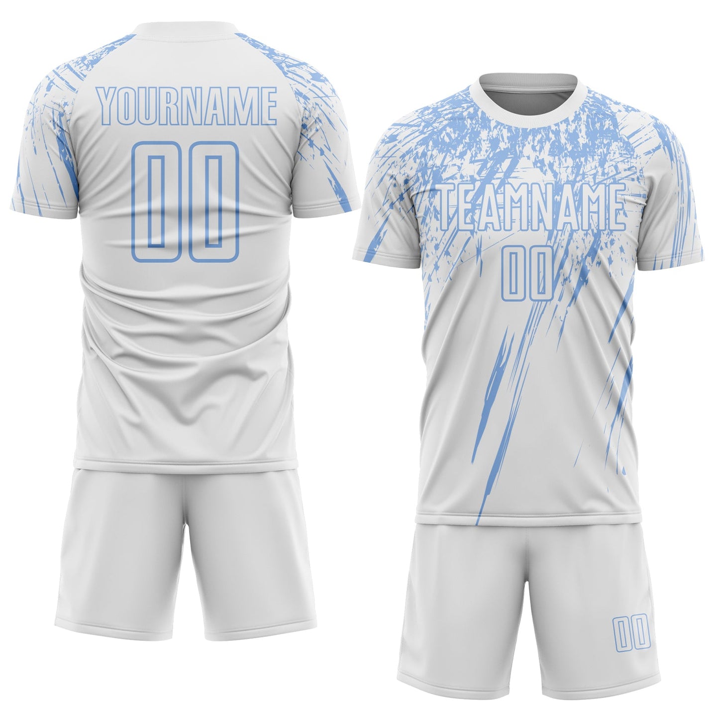 Custom White Light Blue Splash Sports Sublimation Soccer Uniform Jersey view 2