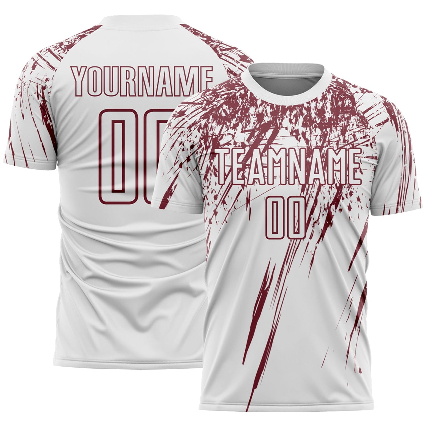 Custom White Burgundy Splash Sports Sublimation Soccer Uniform Jersey - Main View