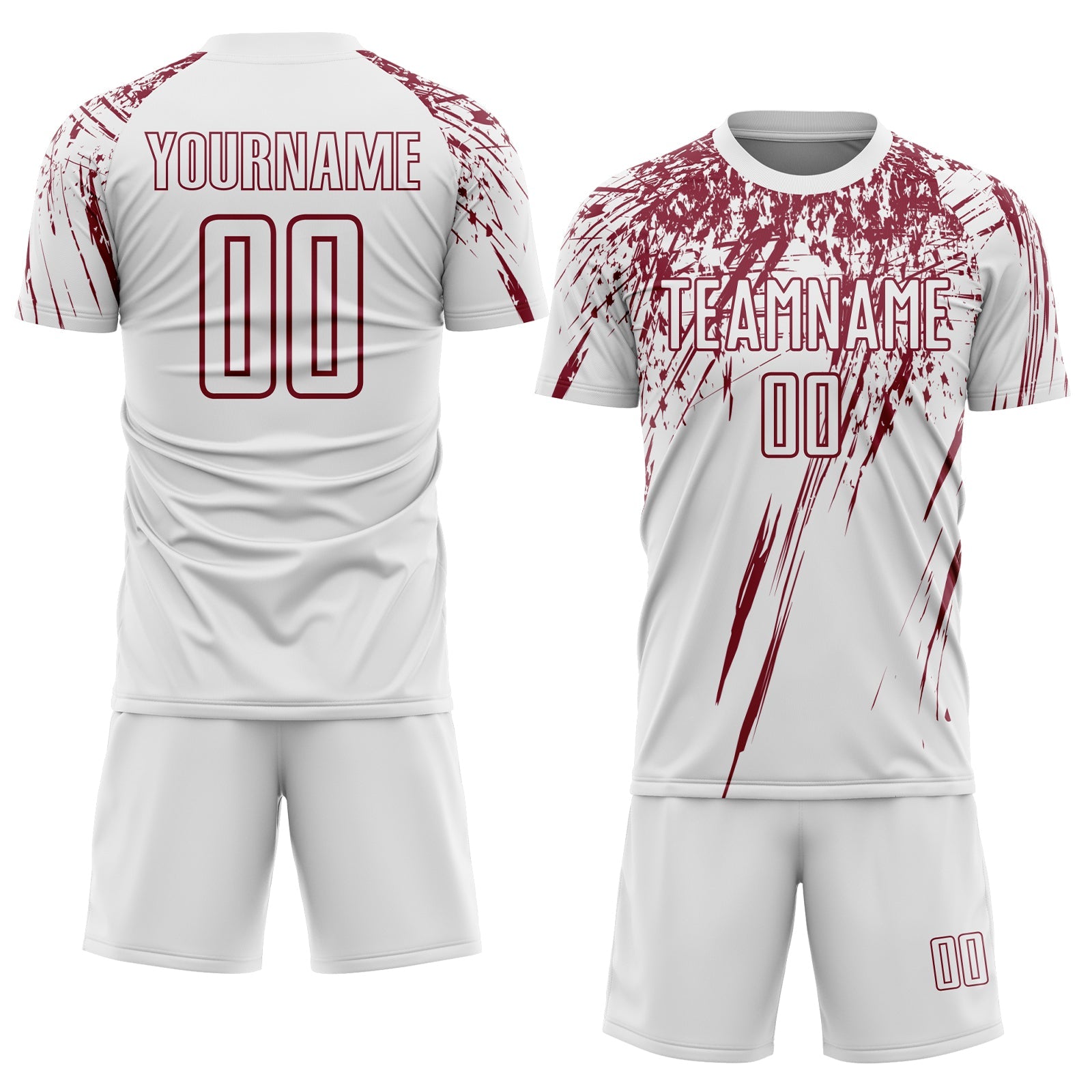 Custom White Crimson Splash Sports Sublimation Soccer Uniform Jersey view 2