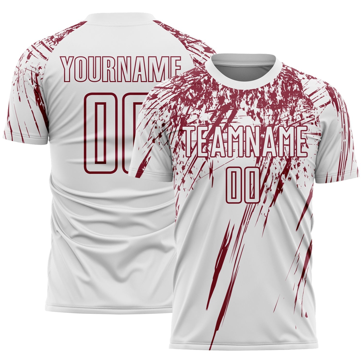 Custom White Crimson Splash Sports Sublimation Soccer Uniform Jersey - Main View