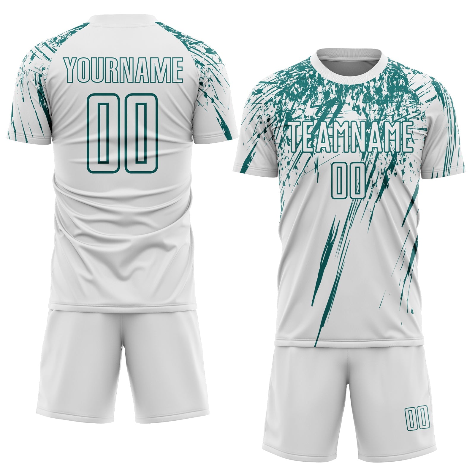 Custom White Teal Splash Sports Sublimation Soccer Uniform Jersey view 2