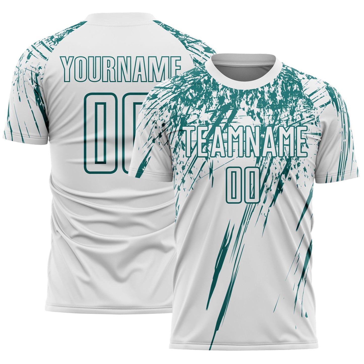 Custom White Teal Splash Sports Sublimation Soccer Uniform Jersey - Main View