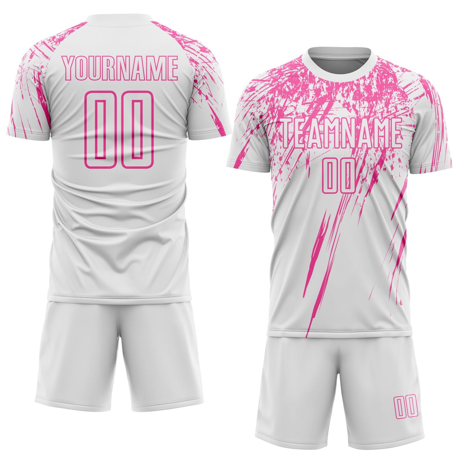 Custom White Pink Splash Sports Sublimation Soccer Uniform Jersey view 2