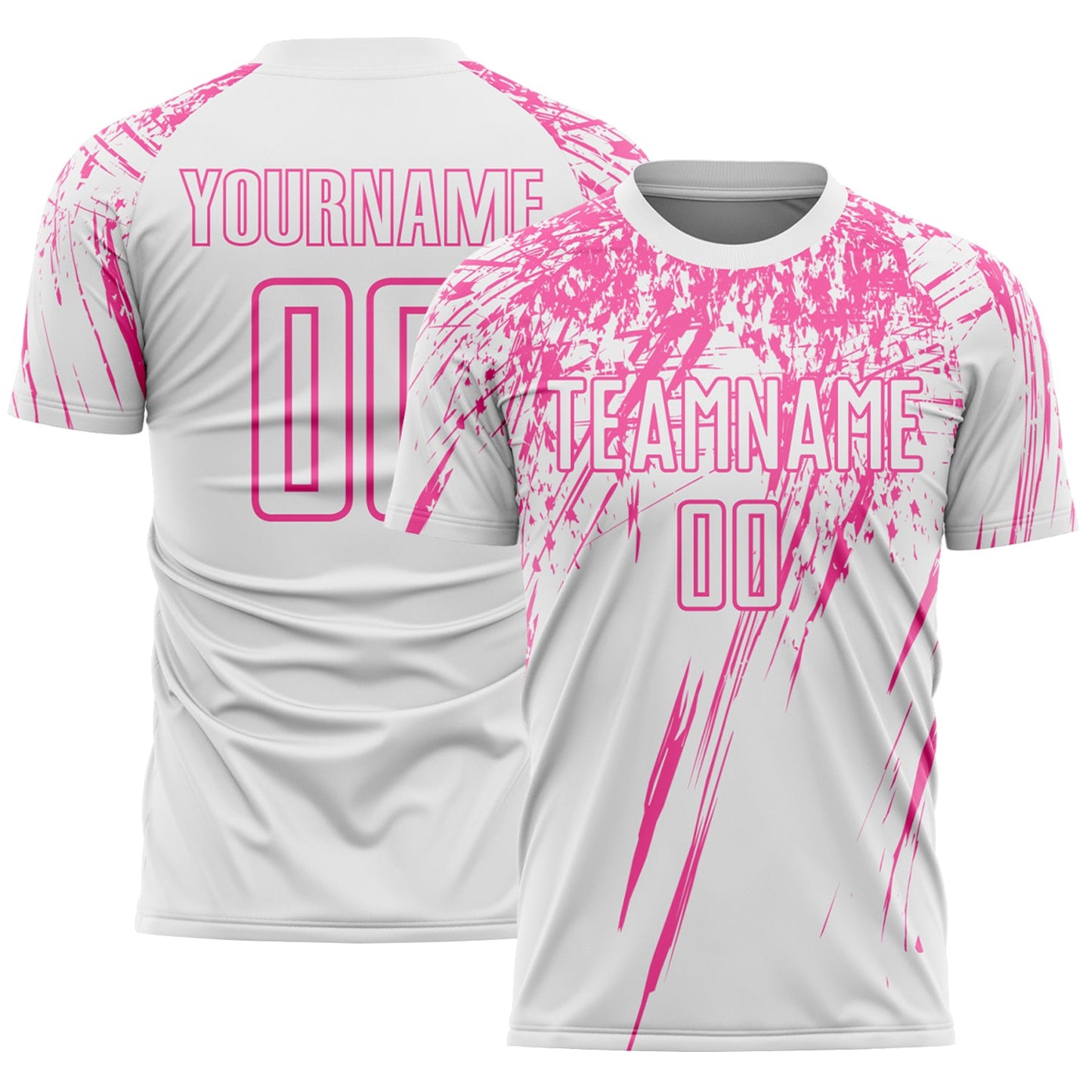 Custom White Pink Splash Sports Sublimation Soccer Uniform Jersey - Main View