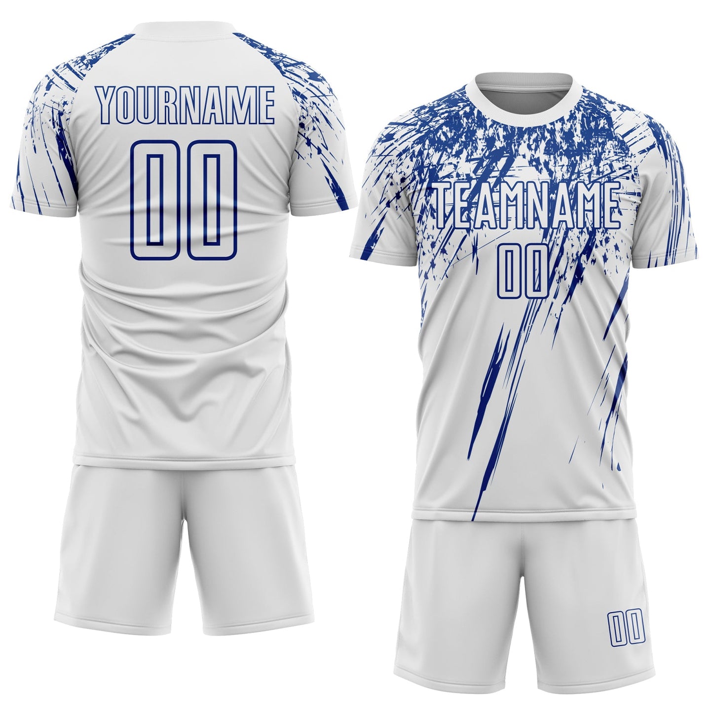 Custom White Royal Splash Sports Sublimation Soccer Uniform Jersey view 2